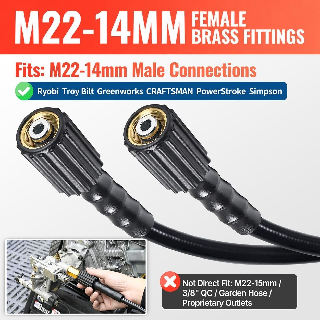 High Pressure Washer Hose M22-14mm 3200PSI / Car Washing Gun Foam Sprayer Cannon