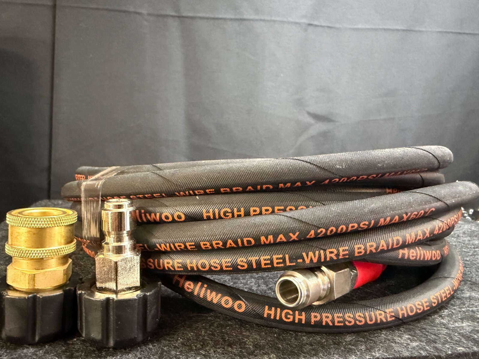 Heliwoo 25FT 1/4″ ID – 1/2″ OD 4200PSI Flexible Wire High Power Washer Hose