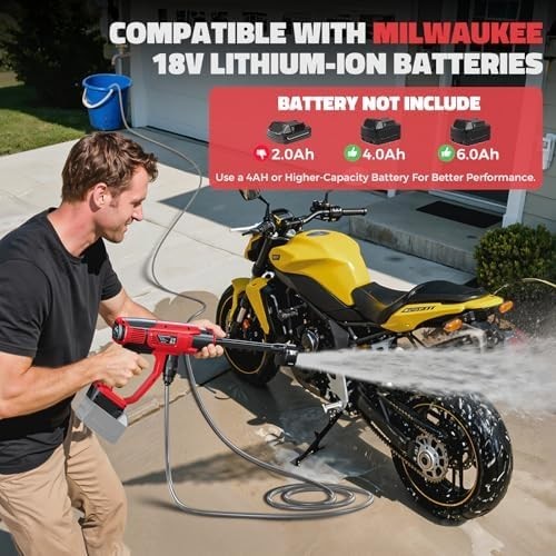 Cordless Pressure Washer for Milwaukee M18 Battery, Portable Cordless Power Wash
