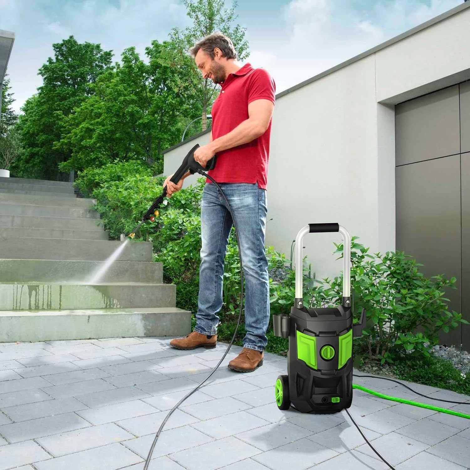 Electric Pressure Washer – 1150PSI Power Washer with 35FT Power Cord, 4 Nozzles