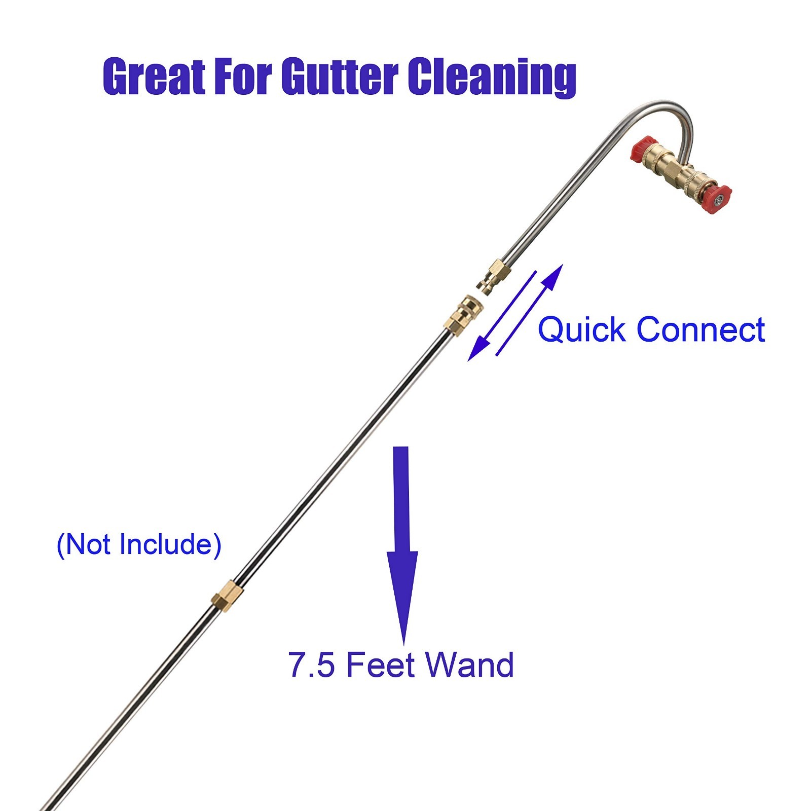 Gutter Cleaner Attachment for Pressure Washer – 4 Nozzle Tips, 4000 PSI, Quick C