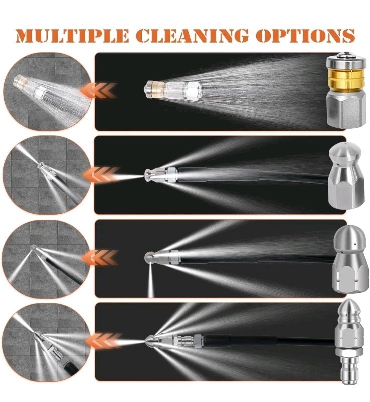 Sewer Jetter Kit for Pressure Washer 200FT, 5800PSI Drain Cleaner Hose 1/4″ NPT