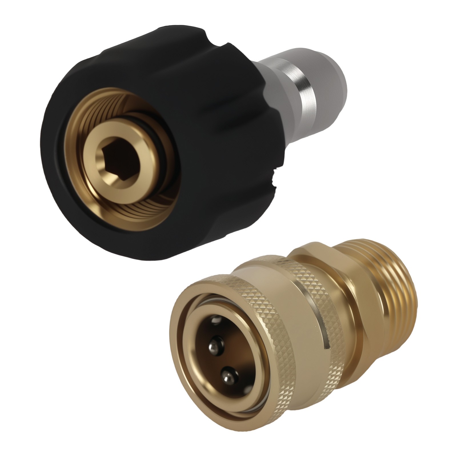 2PCS M22-14mm Thread to 3/8″ Quick Connect Brass Pressure Washer Coupler 5000PSI