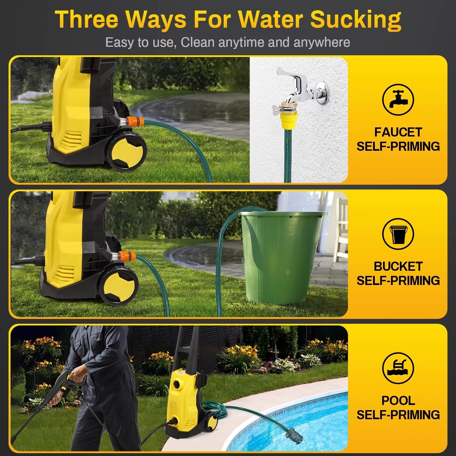 Cordless High Pressure Washer 1500W 120Bar Portable Car Wash Gun