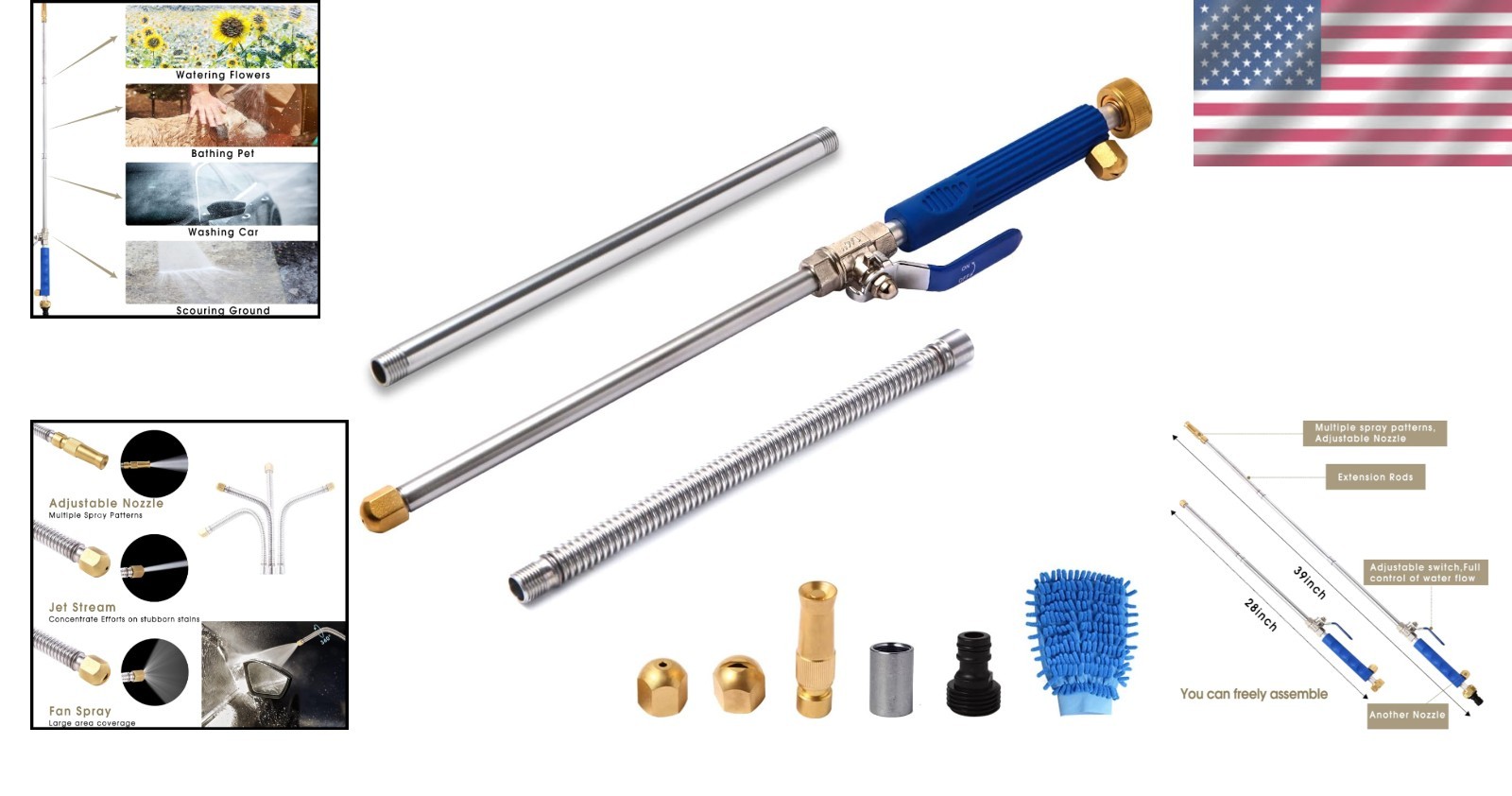 Durable High Pressure Water Wand 39 Inches with Flexible Design for Easy Access