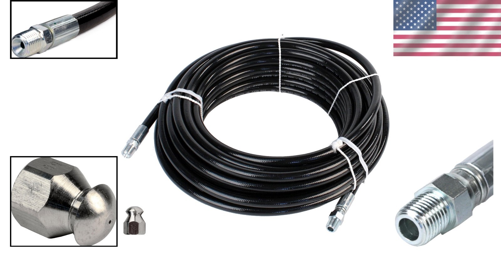 High-Performance 100′ Sewer Jetter Kit with 5.5 Orifice Nozzle – 4000 PSI