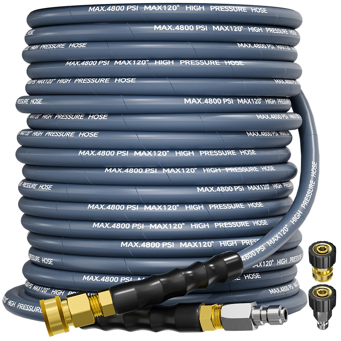 75FT 4800PSI 3/8″ Pressure Washer Hose Kink Resistant Power Hose Quick Connect