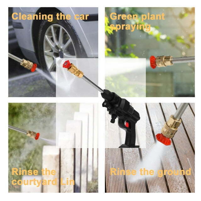 2-Nozzle Electric Cordless High Pressure Washer Portable Power Cleaner Kit With