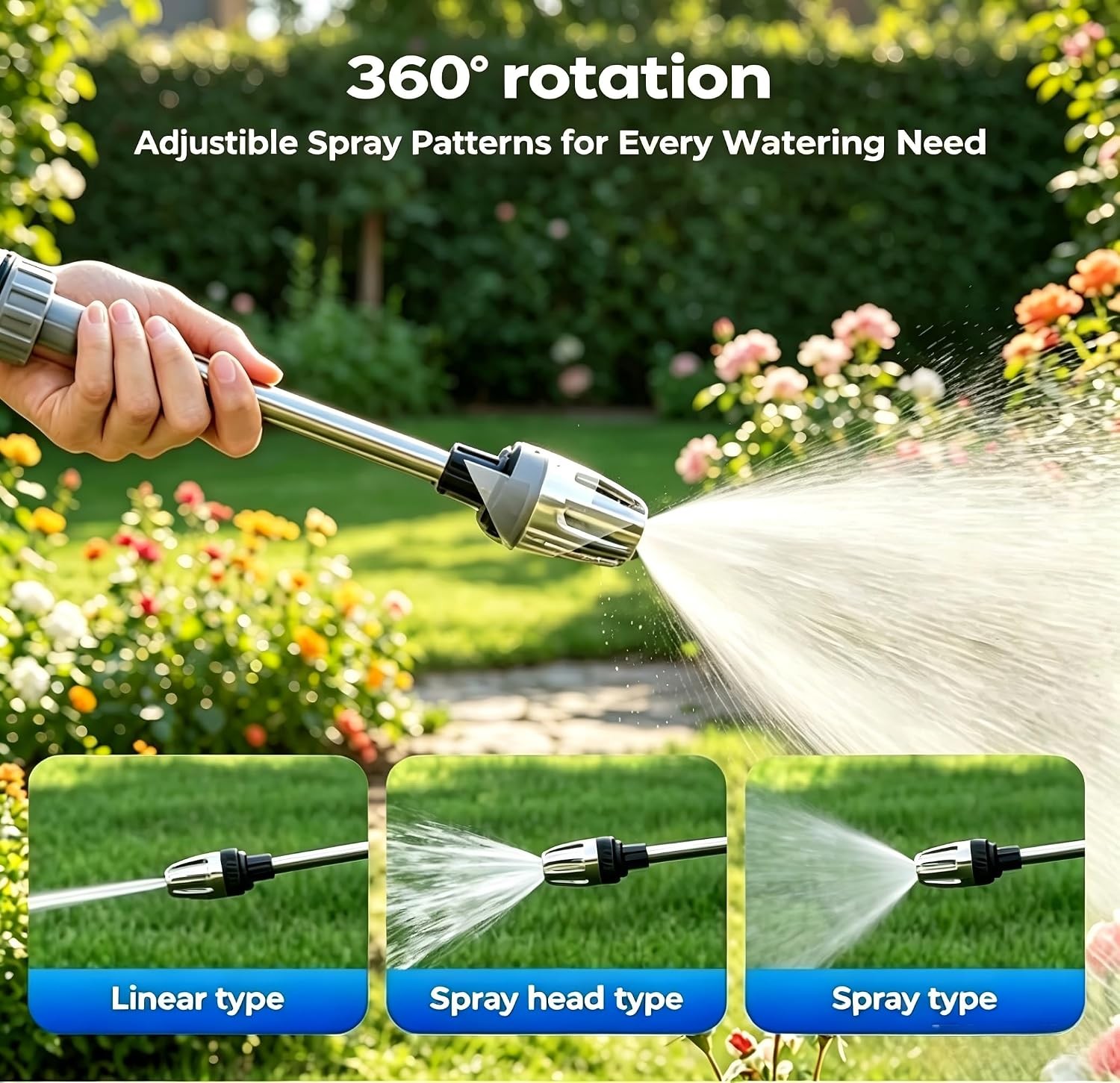 5000 PSI High Pressure Hose Nozzle, 1/2″ & 3/4″ Fit, Adjustable Spray Patterns