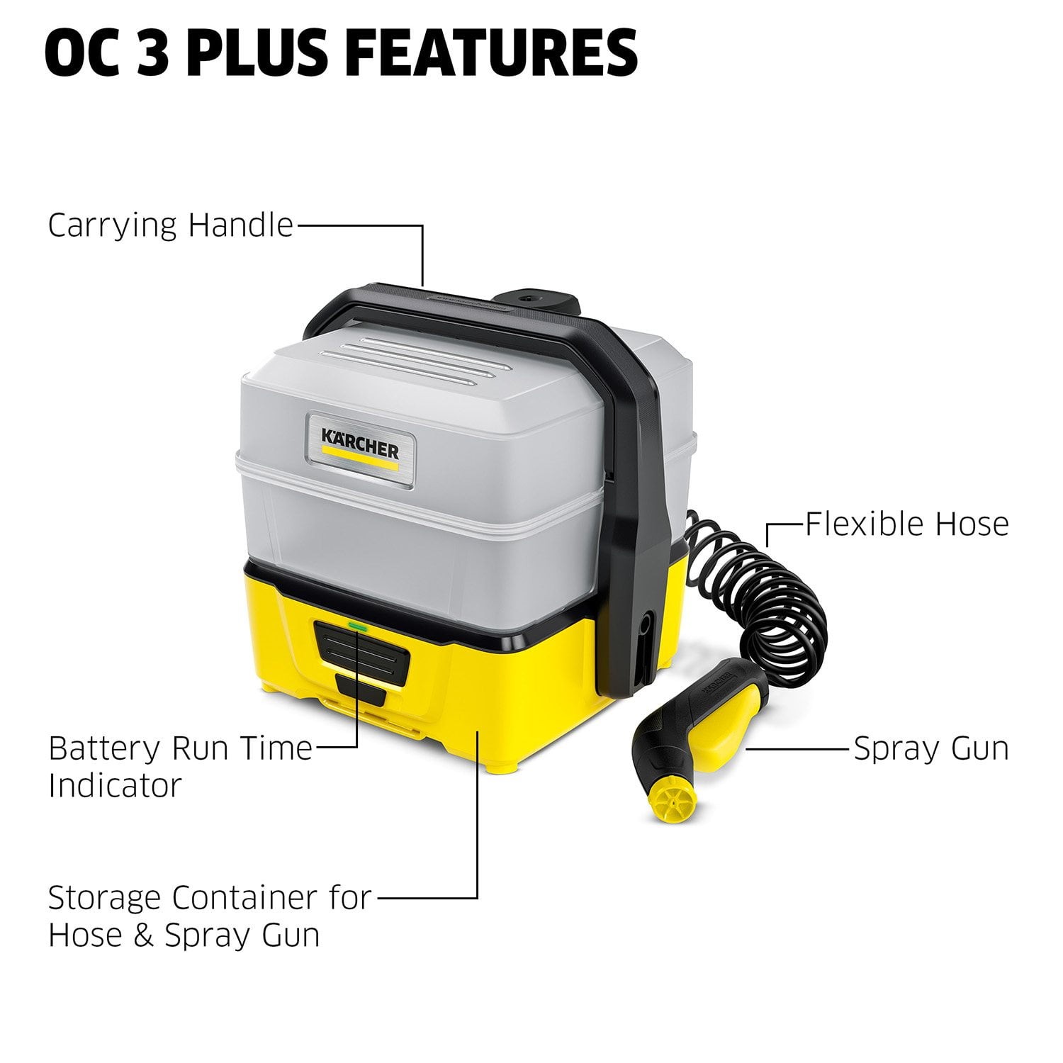 Karcher OC 3 Plus Portable Outdoor Cleaner with Tank & Battery, Low Pressure