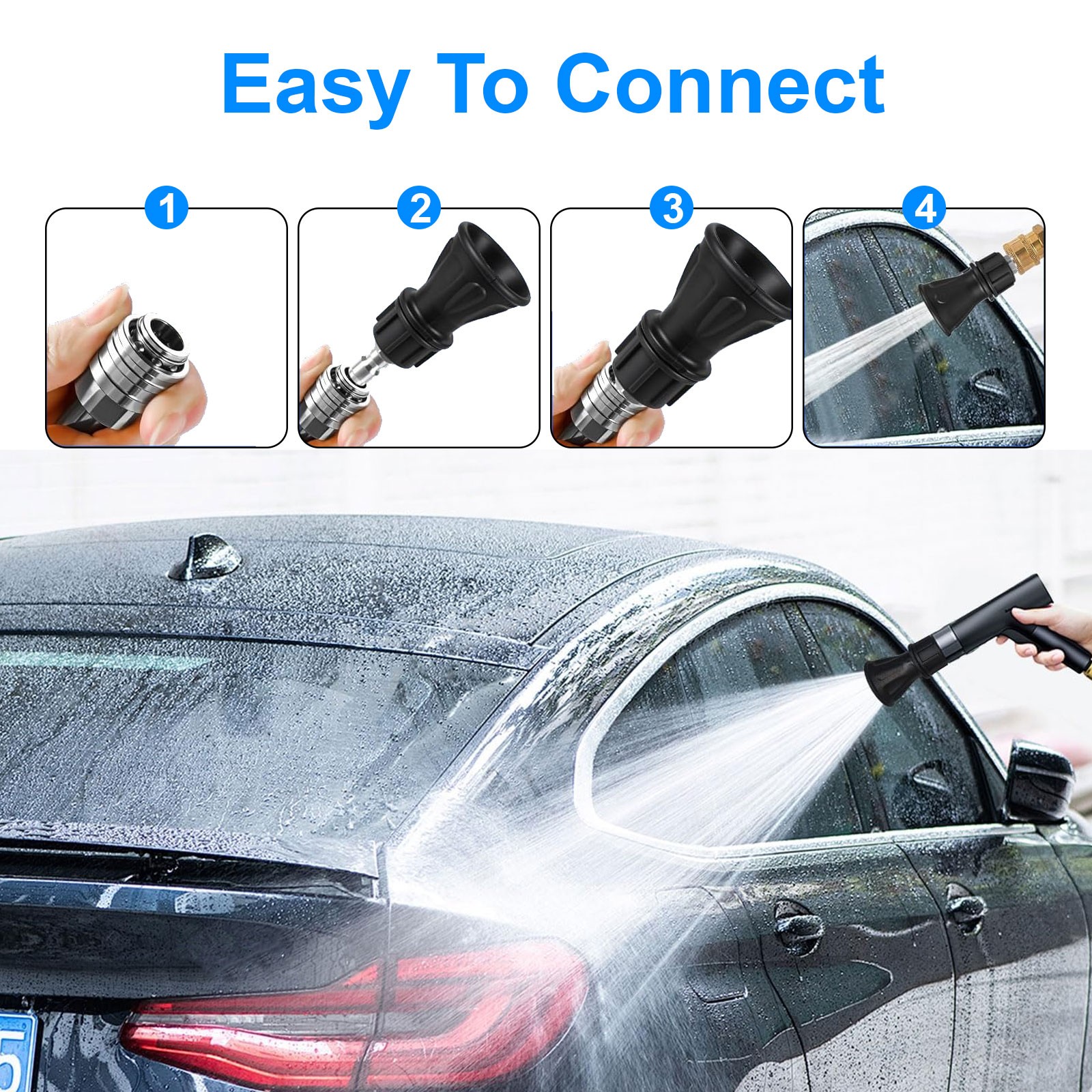 2× Pressure Washer Gun Nozzle 25° & 40° Spray 1/4″ Quick Connect Patio Cleaning
