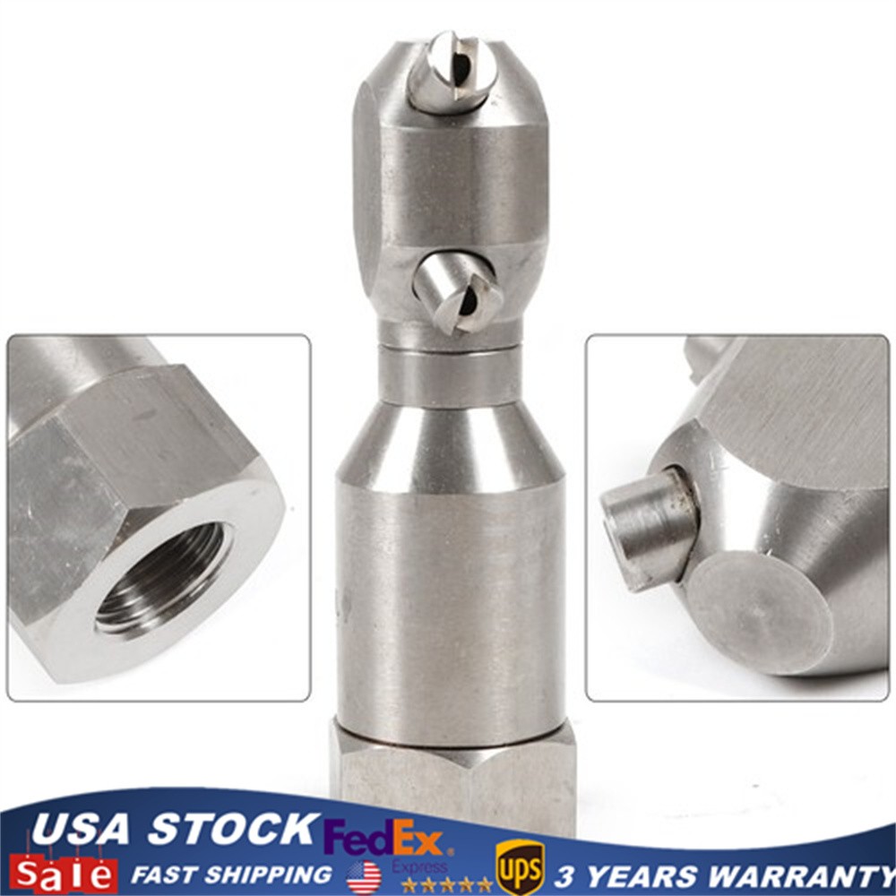 1/2-inch 360 Spinning Jetting Nozzle Drain Sewer Cleaning Jetter Head Stainless