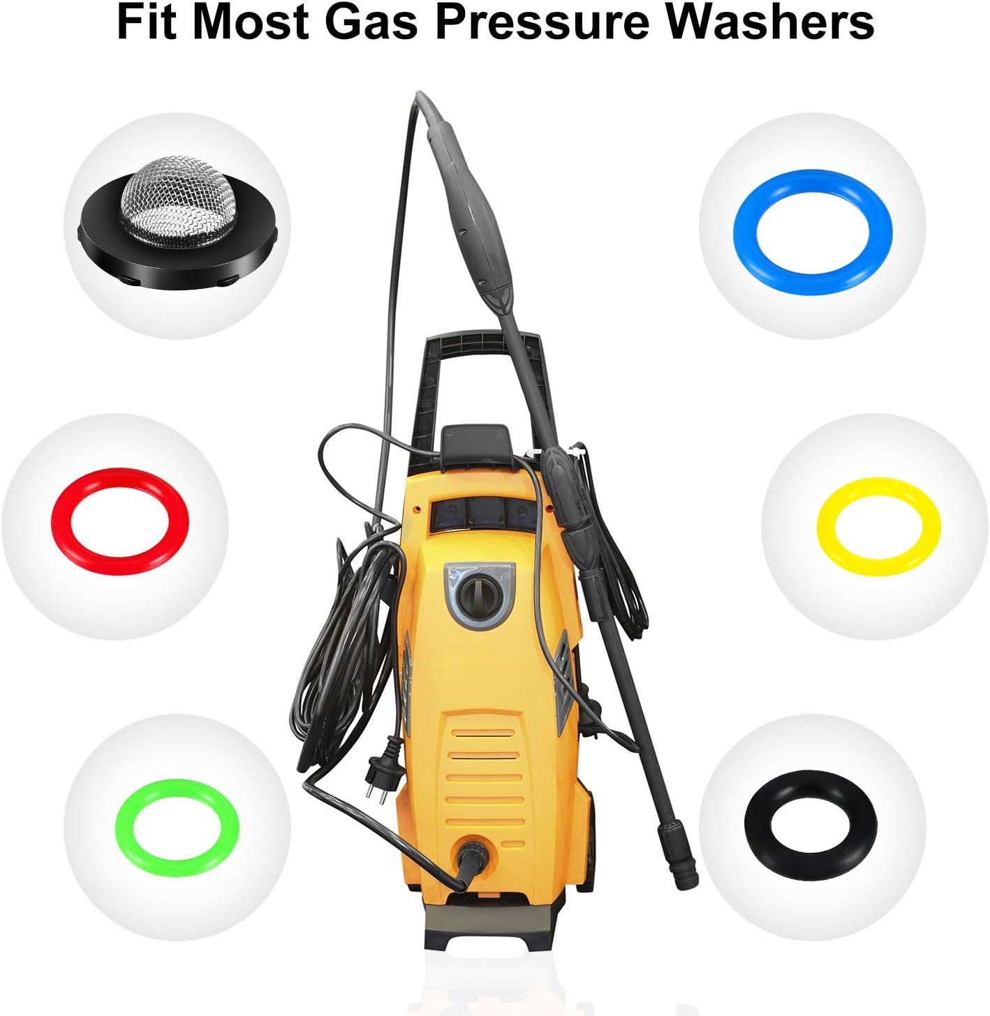 48 Pieces O-Ring Power Pressure Washer Kit 6 Sizes Sealing Stainless Steel Filte
