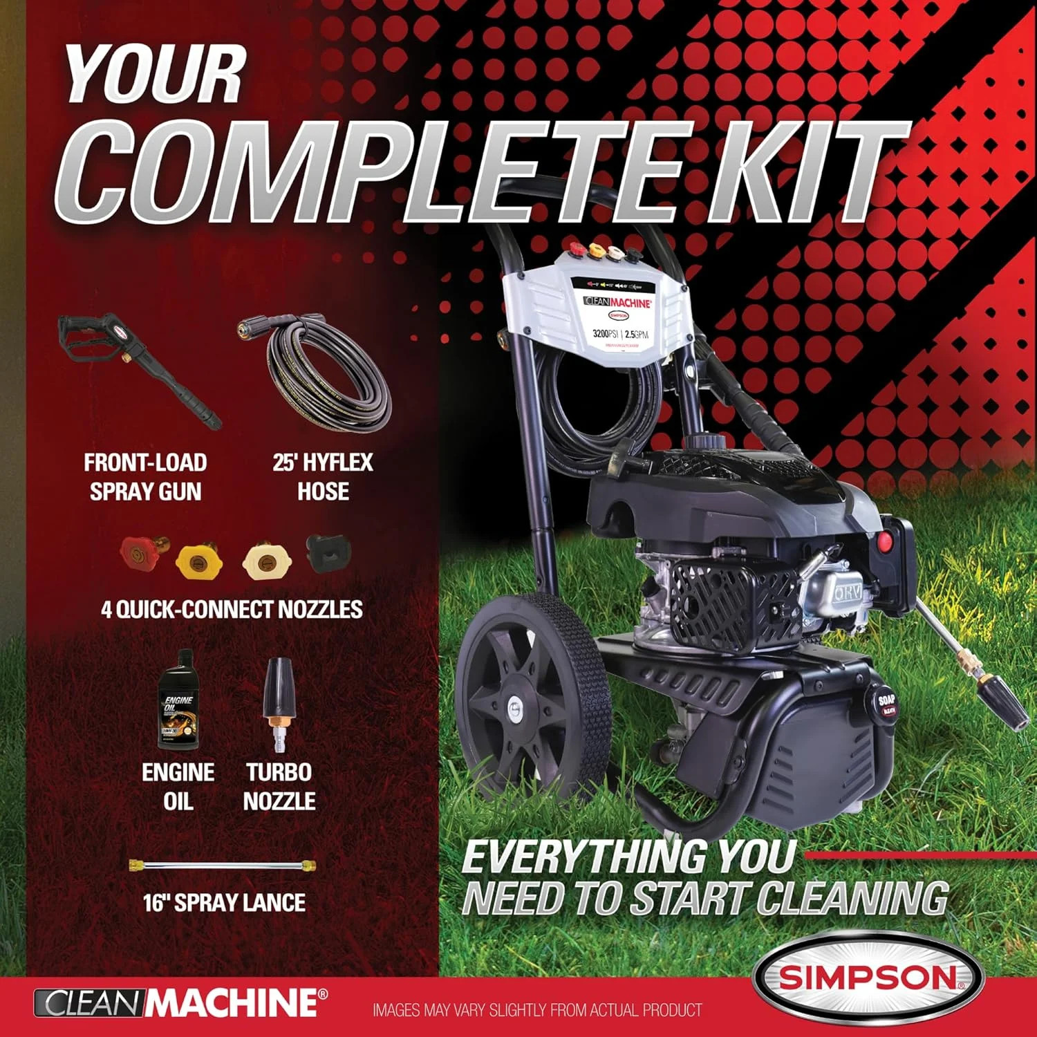 Simpson Cleaning 3200 PSI Gas Pressure Washer, 2.5 GPM Residential Power Washer