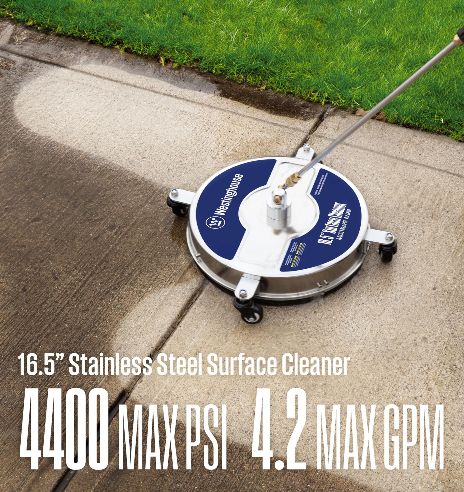 Pressure Washer Surface Cleaner 16.5 Inch Stainless Steel 4400 PSI 1/4 Quick Con