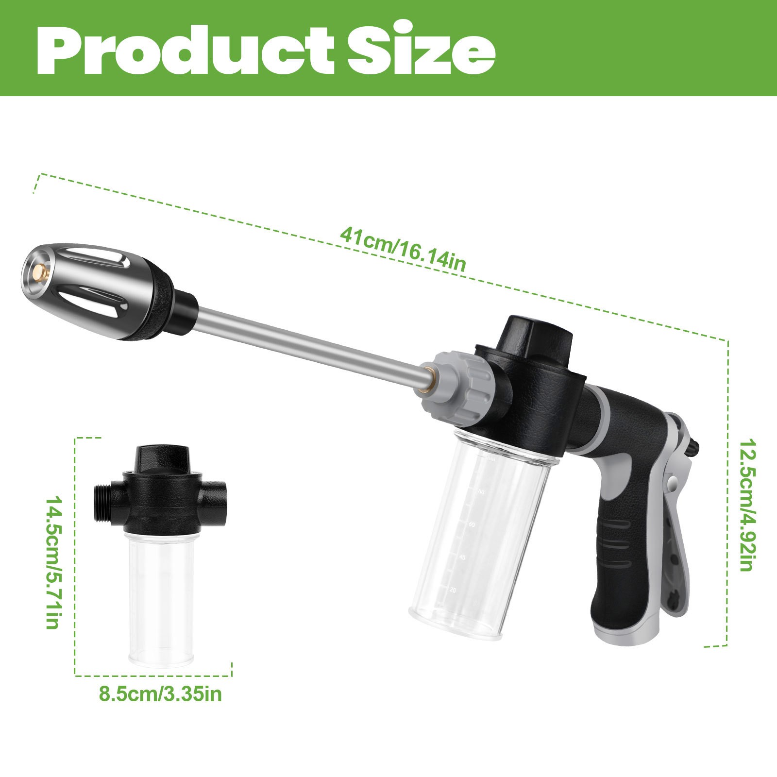 High Pressure 3 Water Spray Gun Nozzle Garden Hose Pipe Lawn Car Washing Metal