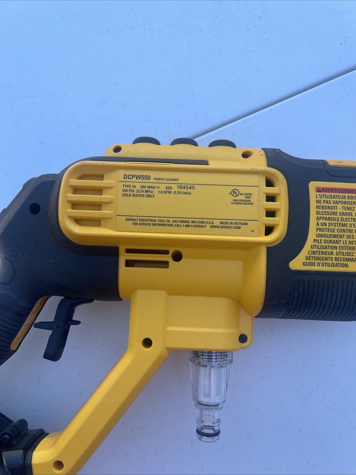 DeWalt 20v Max Cordless 550 PSI Cold Water Power Cleaner Model# DCPW550