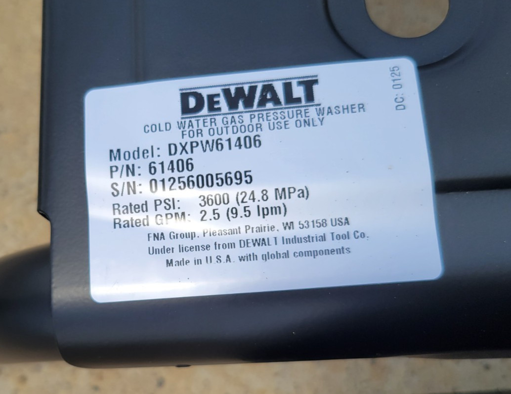 Pressure washer Cart Dewalt 3600psi
