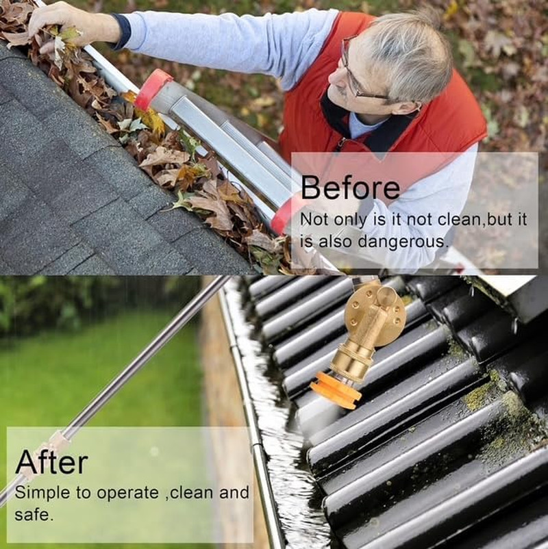 Pressure Washer Pivoting Coupler, 1/4” Quick Connect Gutter Cleaner Attachment,