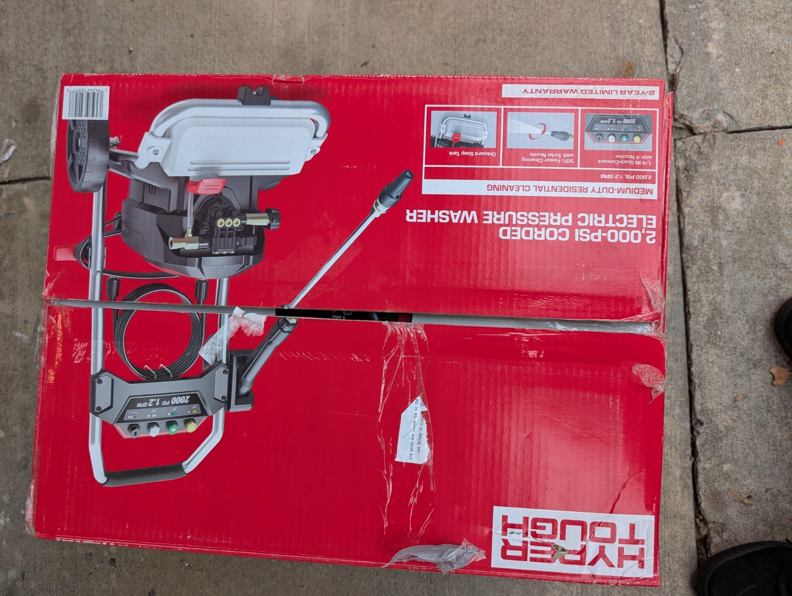 Hyper Tough Electric Pressure Washer, 2000 PSI, 1.2 GPM, 1800W Motor, Cold