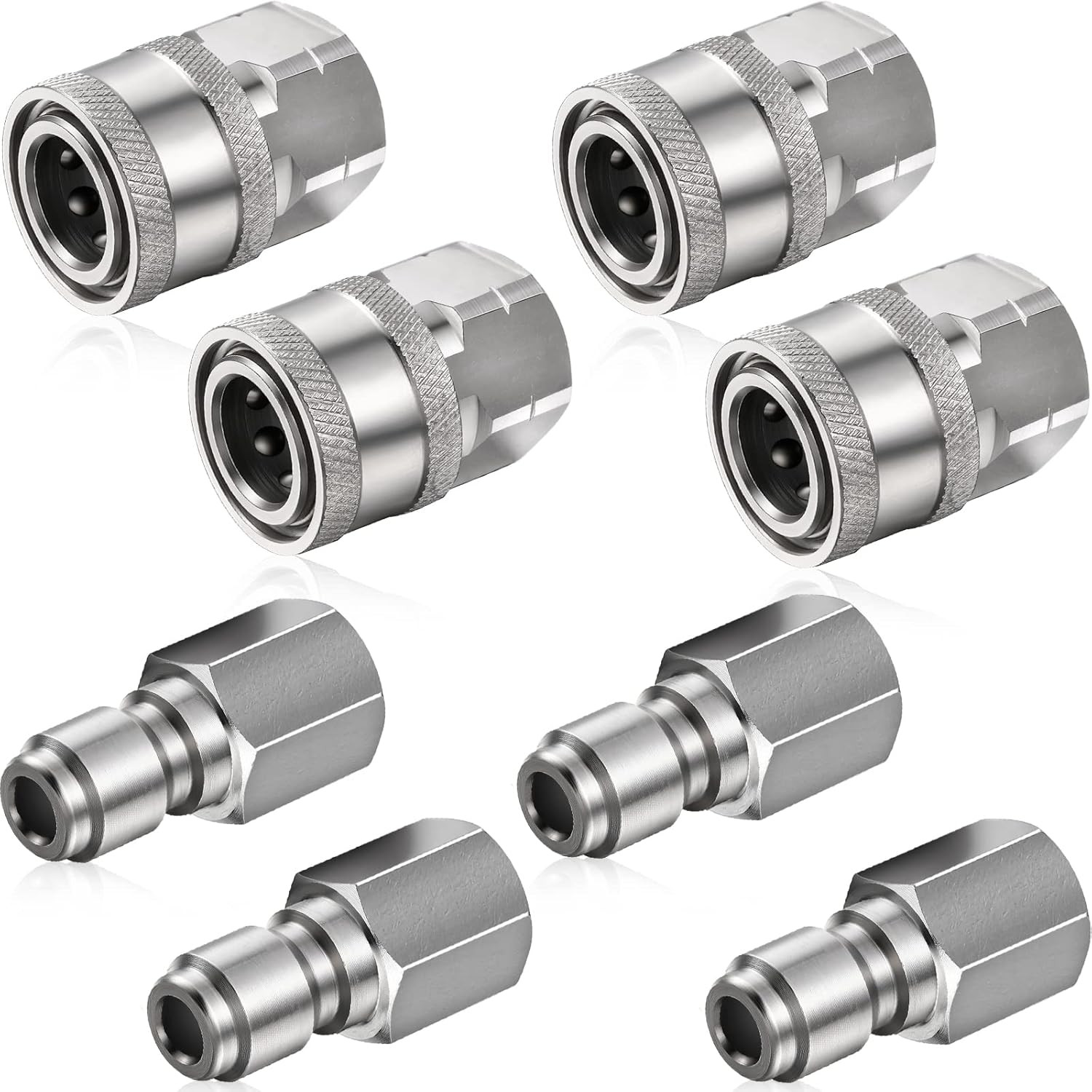 4 Sets NPT 1/4 Inch Pressure Washer Coupler Quick Connect Plug Male Female 1/…