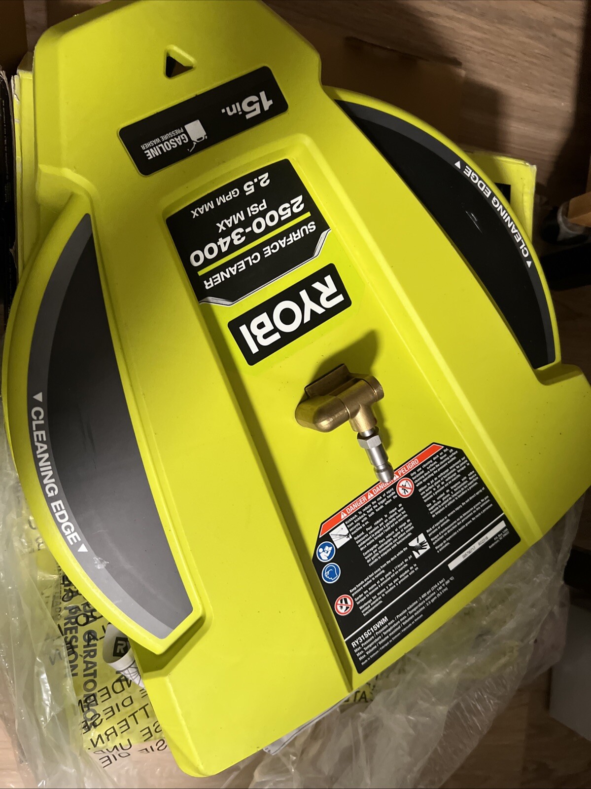 RYOBI 15 in. 3400 PSI Gas Pressure Washer Surface Cleaner with Caster Wheels