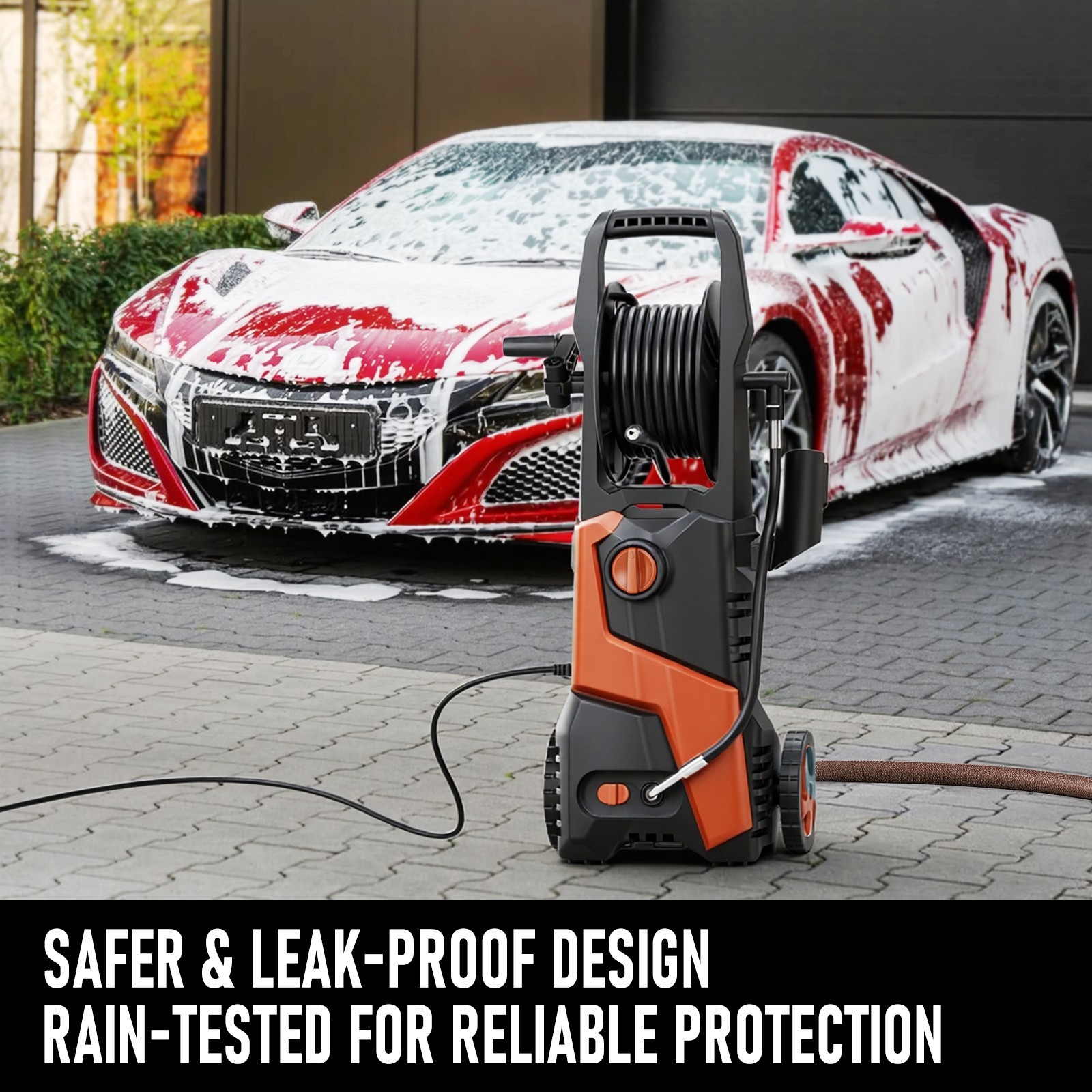 Pressure Washer 4200PSI 2.5GPM, Retractable Hose Reel, 4 Nozzle Tips, for Yard