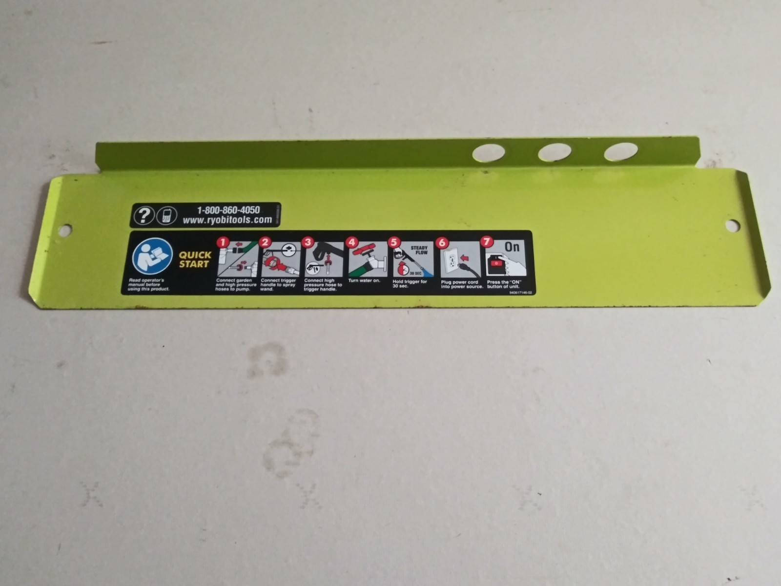 RYOBI Model RY141900VNM pressure washer OEM Performance Panel