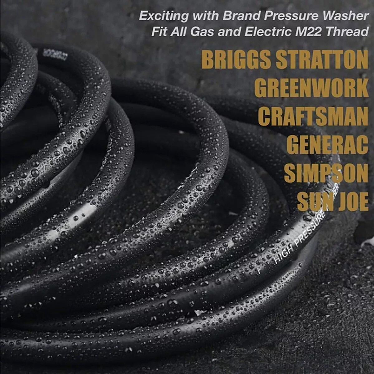 High Pressure Washer Hose 8m/26ft 5800PSI M22-14mm Power Washer Extension Tube