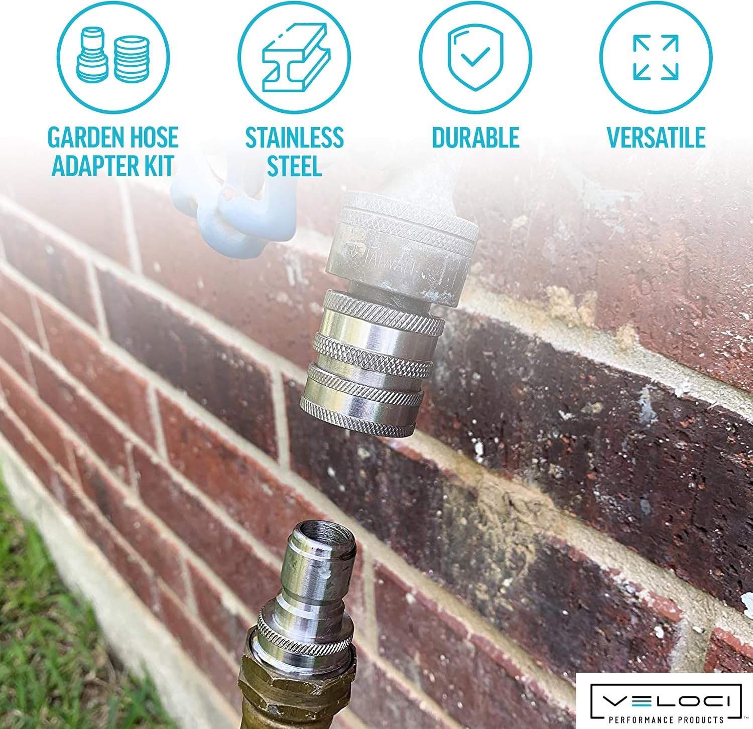 MTM Hydro Garden Hose Adapter 6 Piece 3/4” Quick Connect Fittings Kit, Stainless