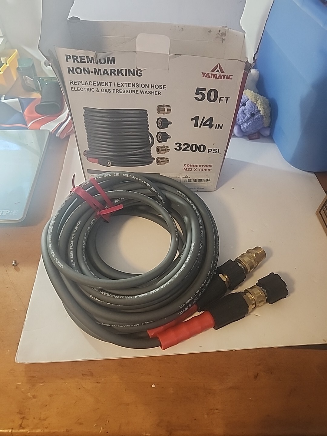 YAMATIC 1/4″ Pressure Washer Hose Kink-Free M22-14mm with 3/8″ Quick Connectors