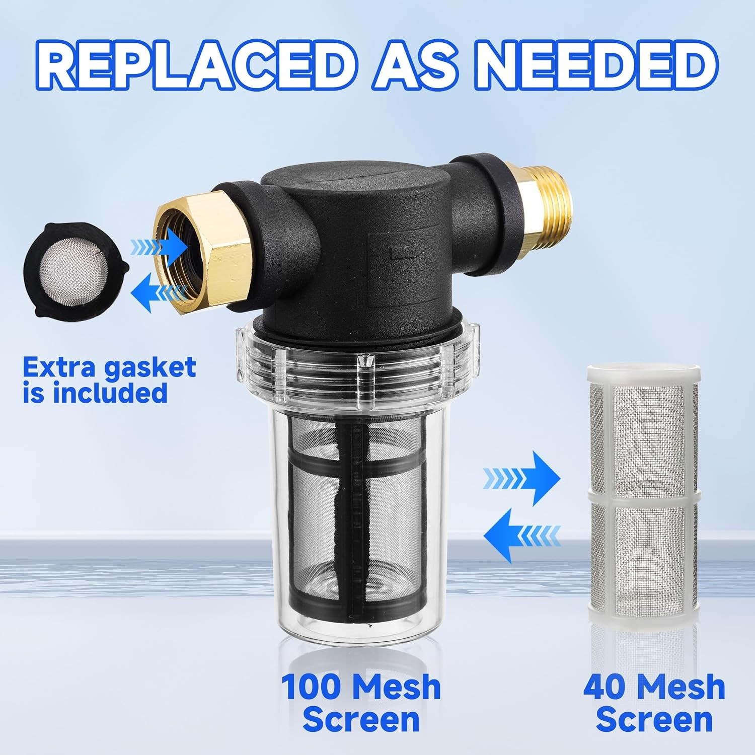 M MINGLE Garden Hose Filter for Pressure Washer Inlet, Inline Sediment Water Fil