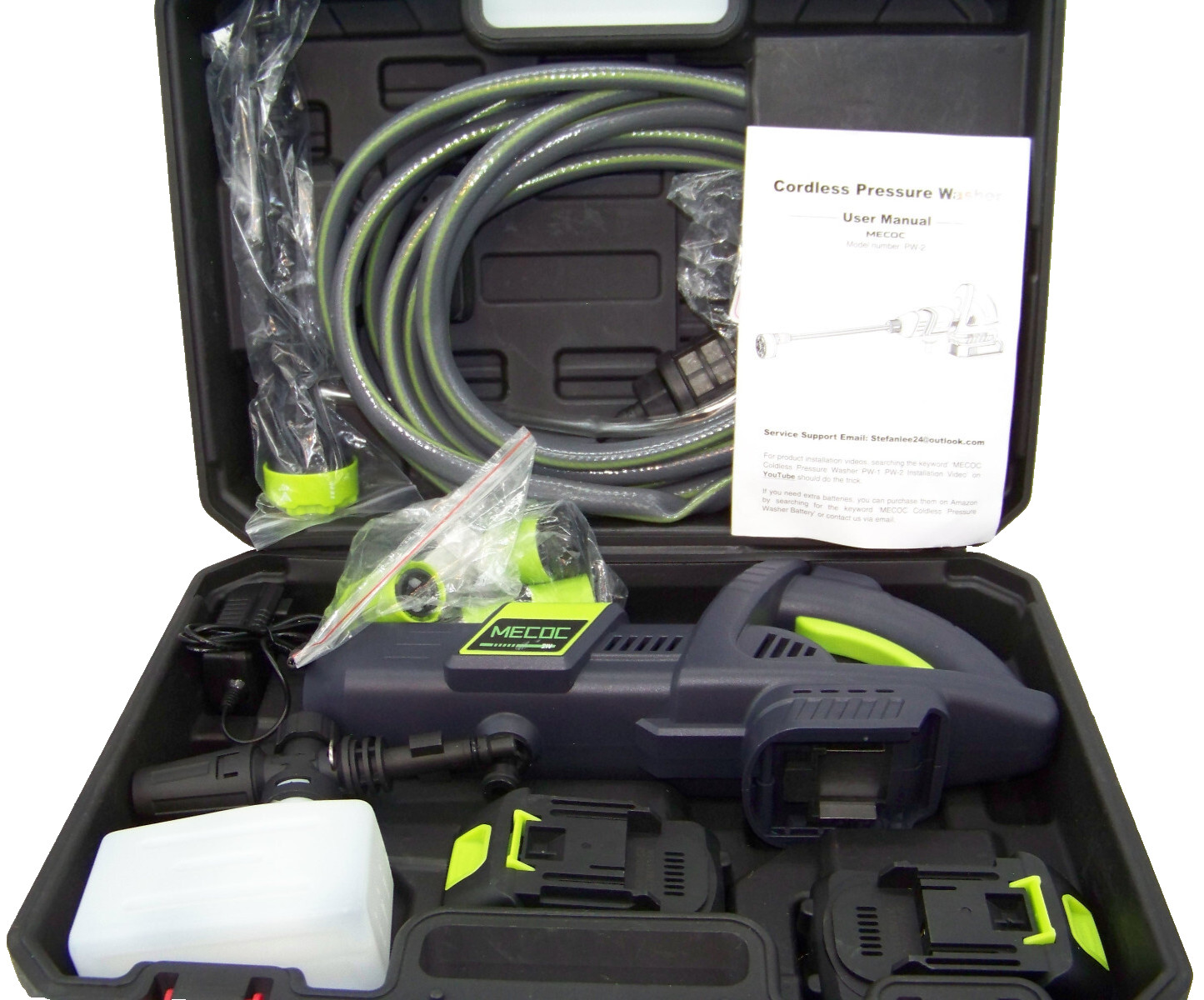 MECOC 6 in 1 Cordless Power Washer Max 970 PSI Portable Pressure 2 Batteries 21V