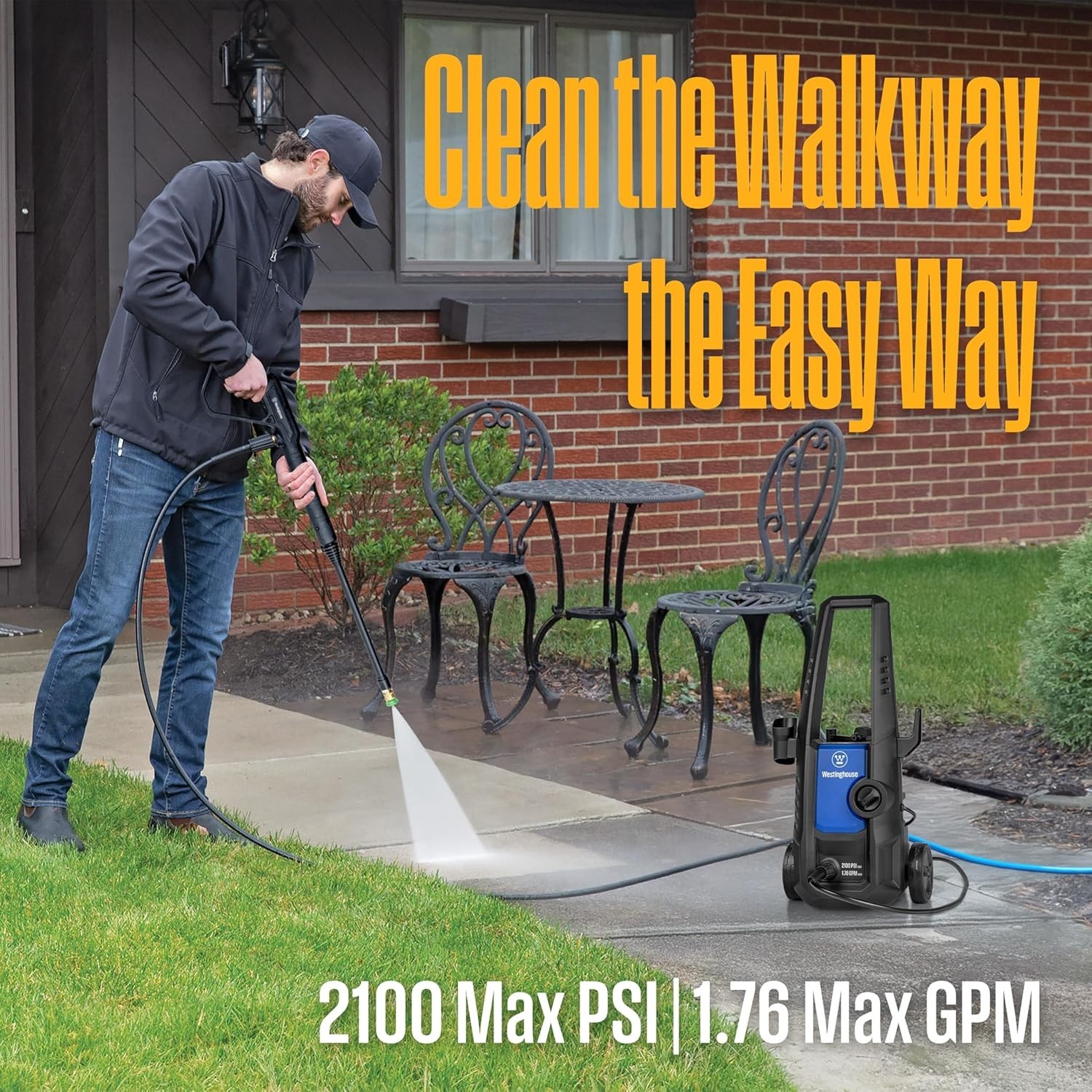 Westinghouse ePX3050 Electric Pressure Washer, 2100 Max PSI 1.76 Max GPM with Fo