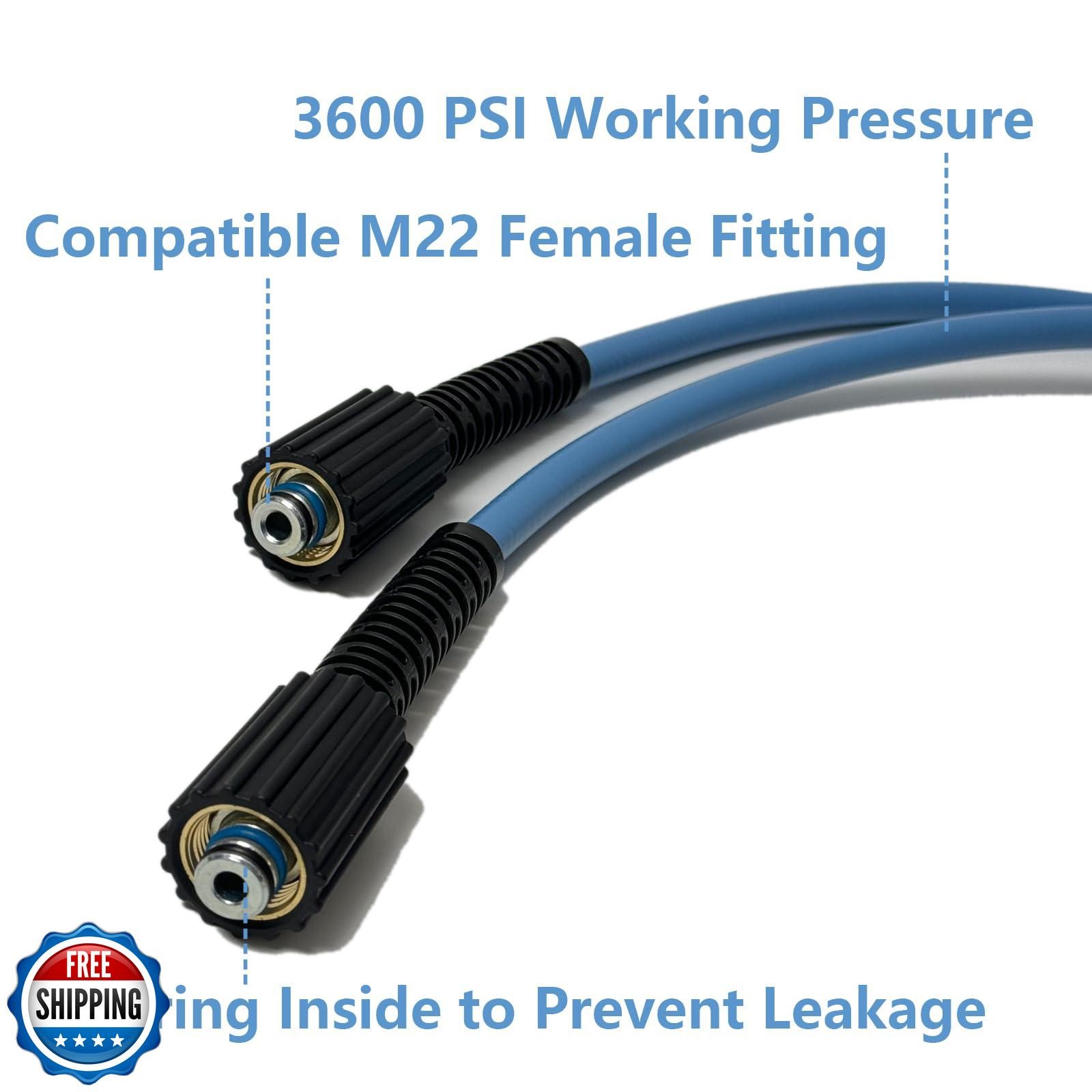 LULUW 25FT 1/4-inch High Pressure Washer Hose,3600PSI M22 14mm Replacement Po