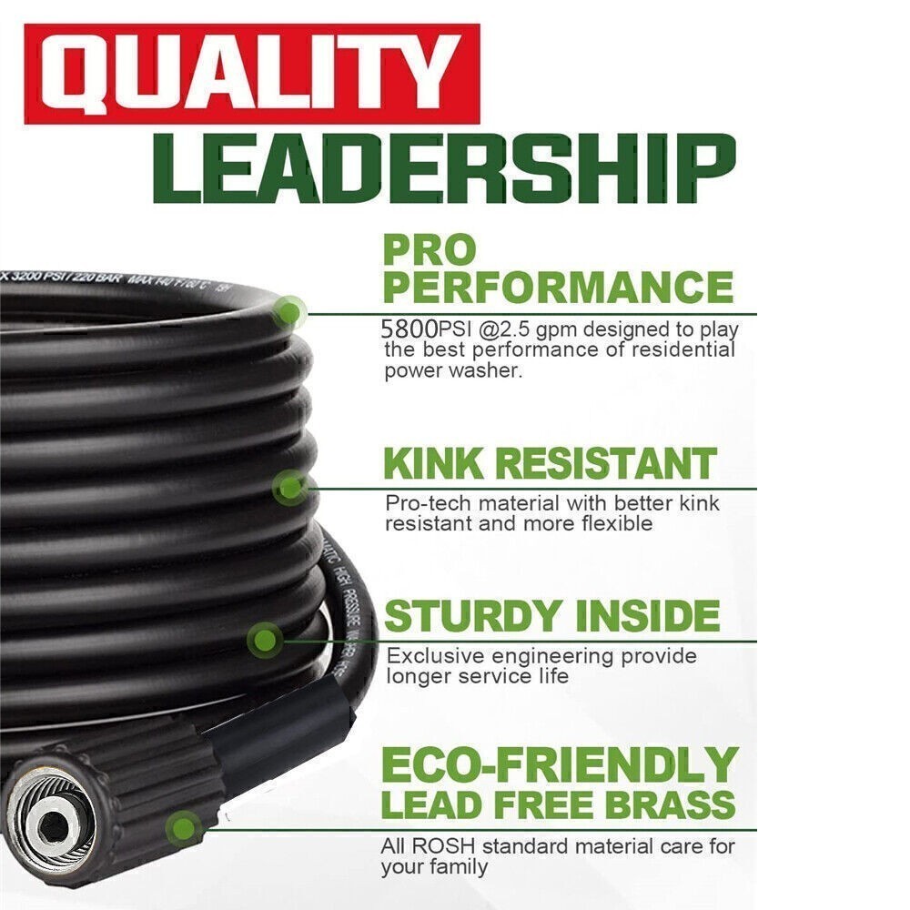High Pressure Washer Hose 6m/20ft 5800PSI M22-14mm Power Washer Extension Tube A