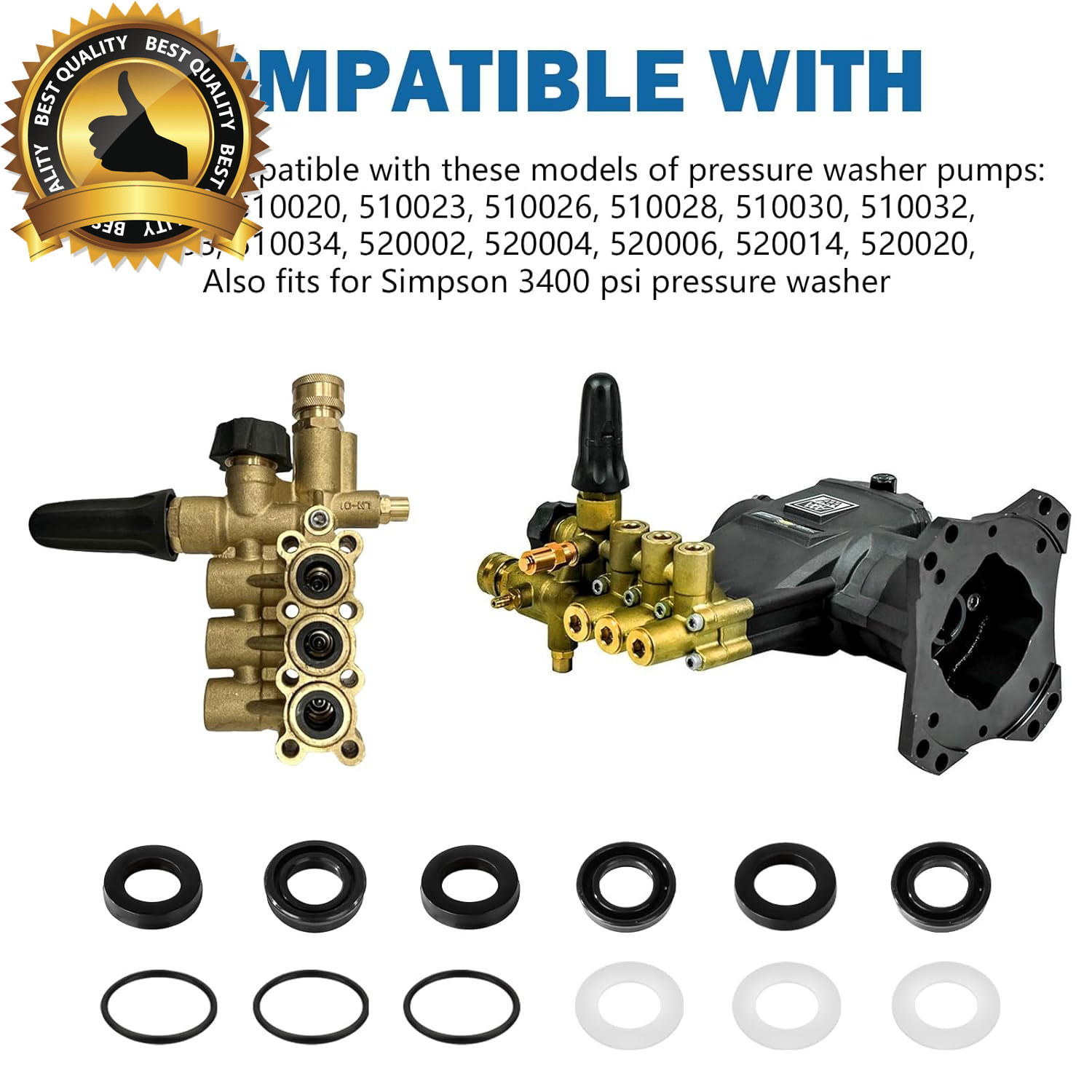 7106627 Pressure Washer Pumps Water Seal Kit Replacement for Simpson Cleaning, H