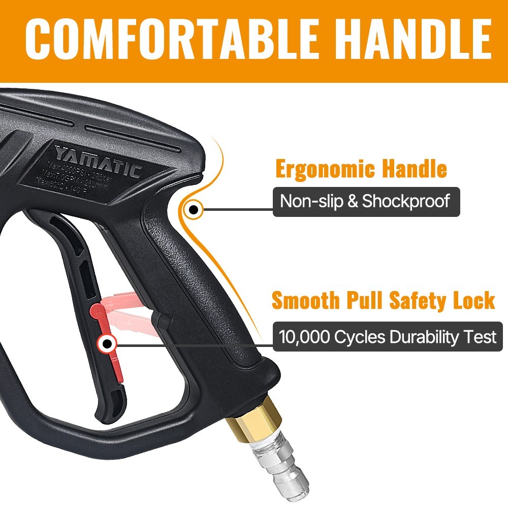 YAMATIC Pressure Washer Gun Wand with Swivel 3/8″ Plug & M22 Coupler, 5 Nozzles