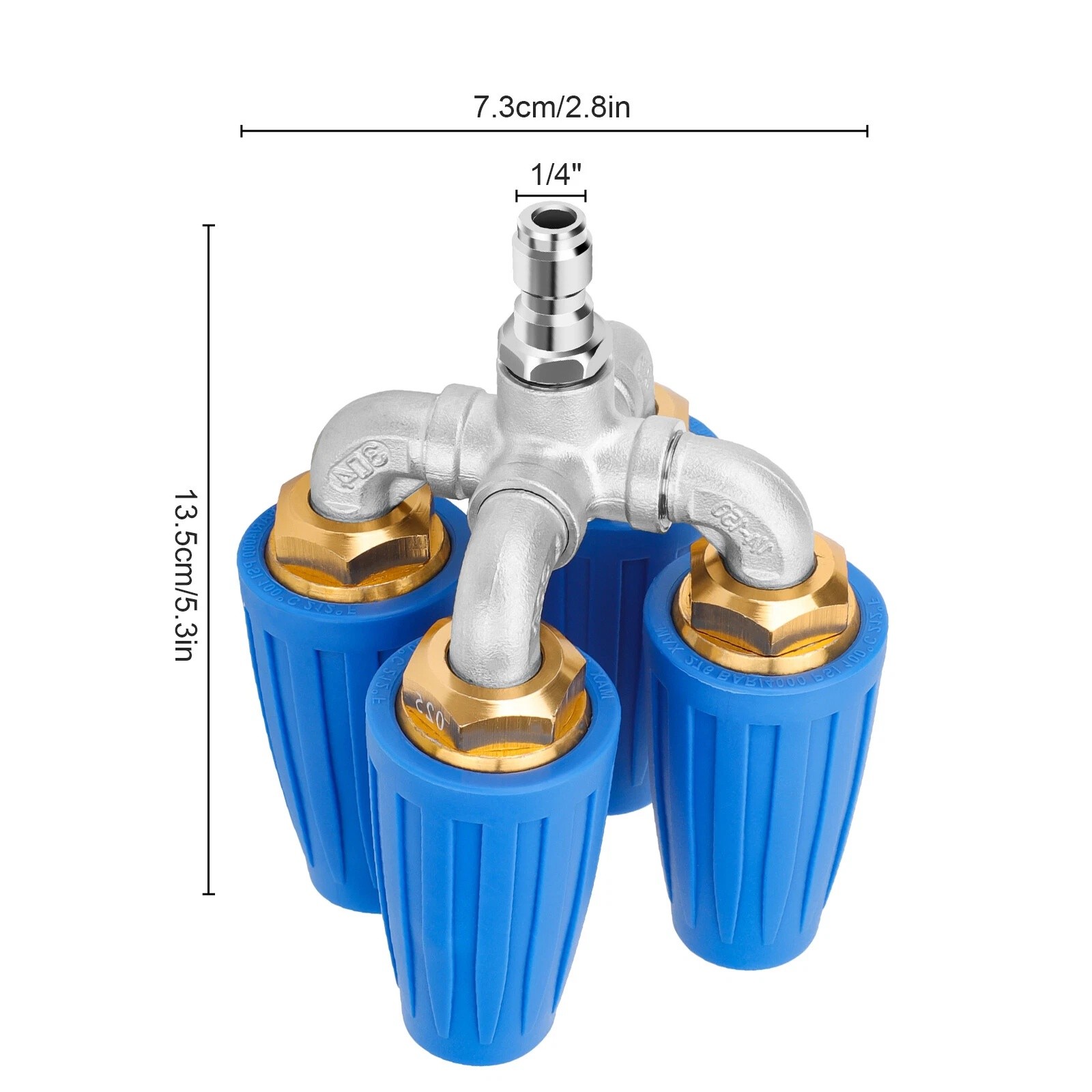 360° Rotating Pressure Washer Four Turbo Nozzle 1/4″ Quick Connector 2.5 Orifice
