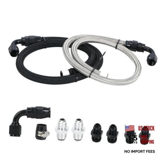 25Inch 6AN Power Steering Pump Hose Kit Compatible with Chevy C10 LS Swap