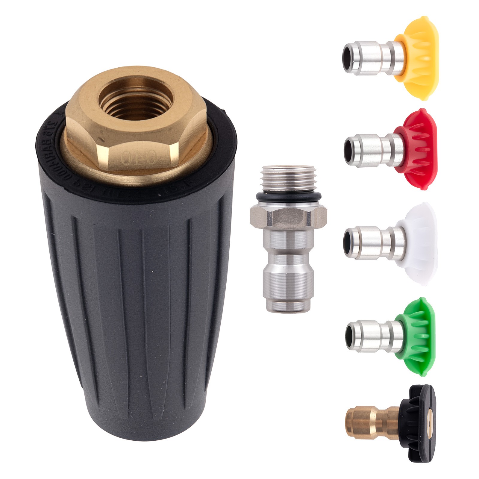 4000 PSI Pressure Washer Turbo Nozzle Kit 5 Spray Angle Spray Tips 1/4″ Fitting