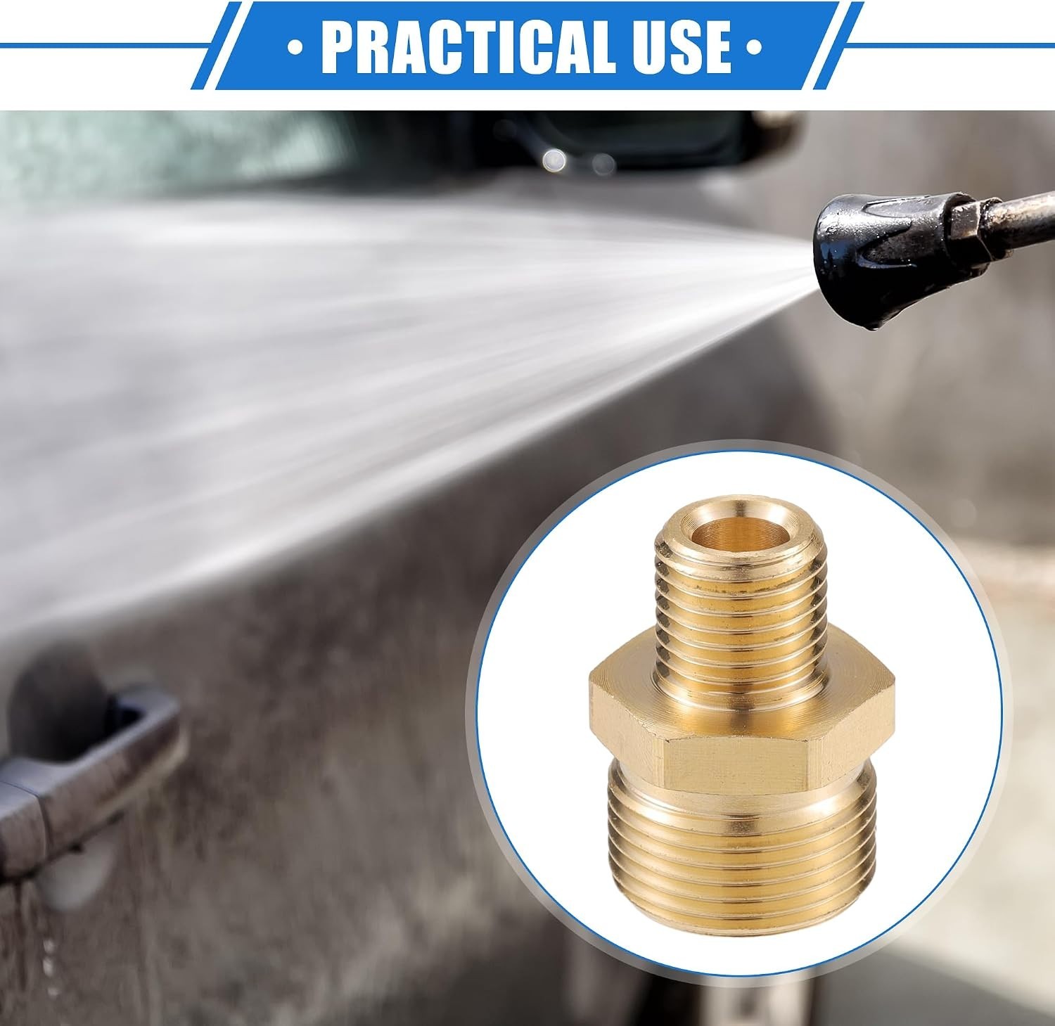 Pressure Washer Connector M14x1.5 to 14mm M22x1.5 Male Brass Adapter 1pc