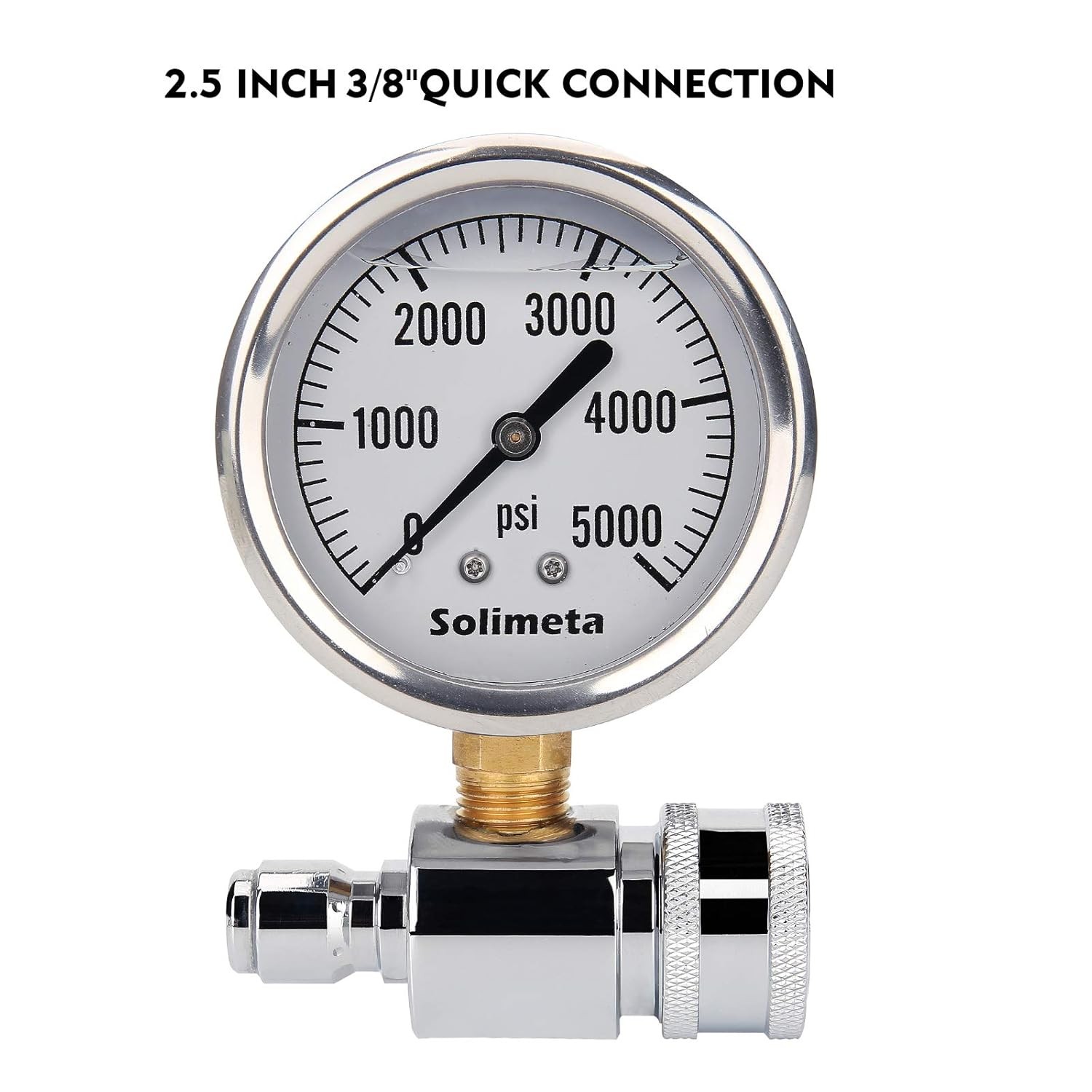 Pressure Washer Gauge Kit 2 1/2″ 5000 psi 3/8″ Quick Connect Pressure Washer