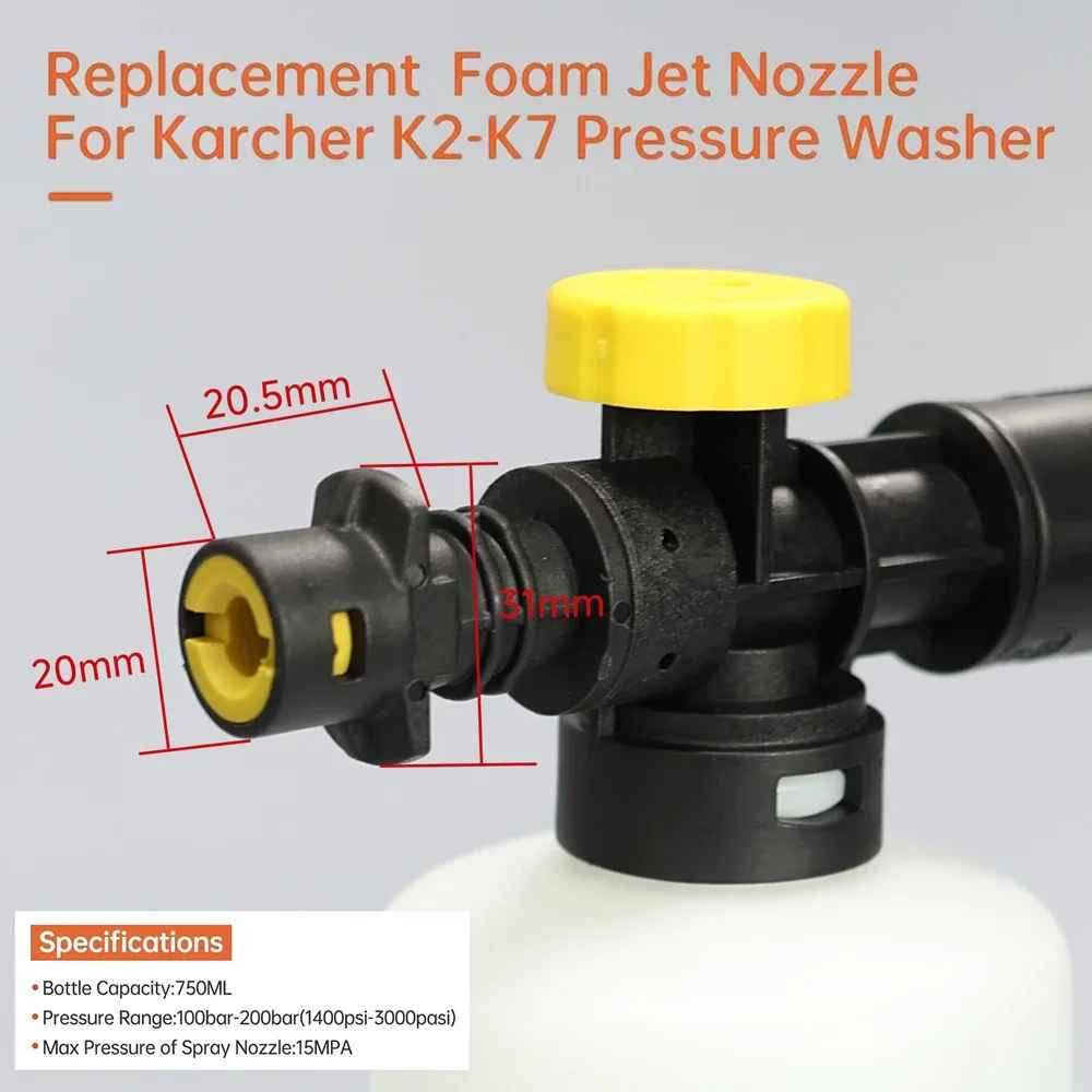 Foam Cannon for Karcher K2 K3 K4 K5 K6 K7 Adjustable Snow Cannon Foam Lance Kit