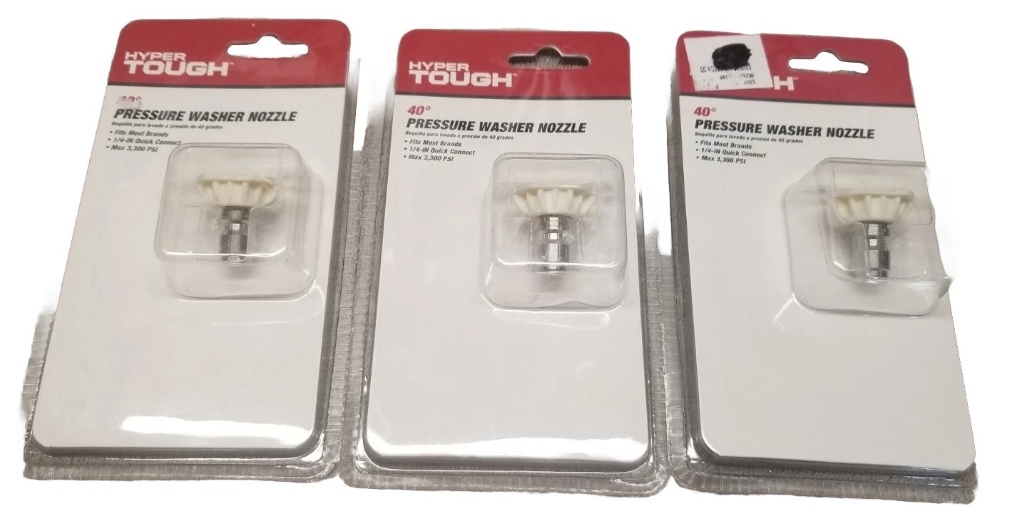 NEW Hyper Tough 40 Deg. Pressure Washer Nozzle, Fit Most Power Washers Lot of 3