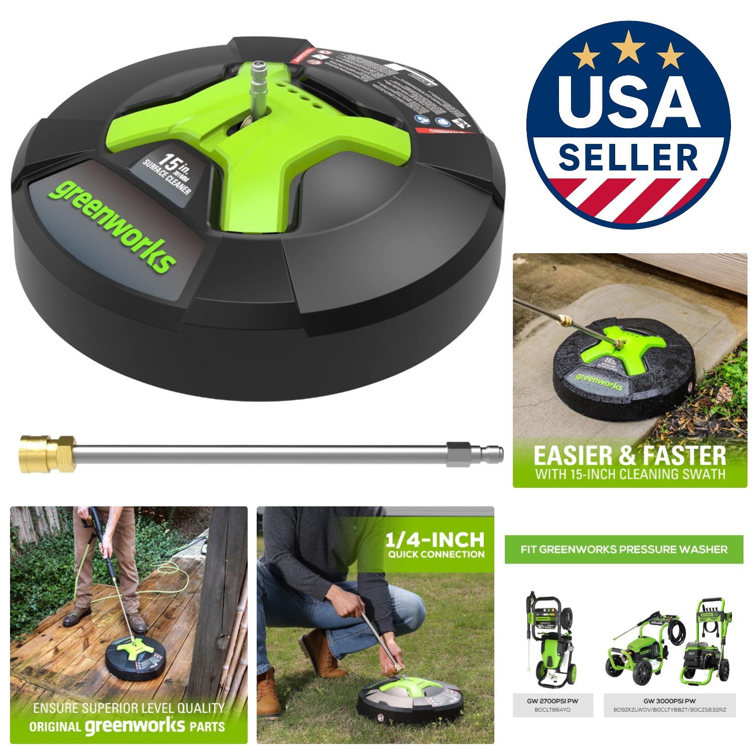 15” Green Surface Cleaner – High-Pressure Power for Effortless Outdoor Cleaning