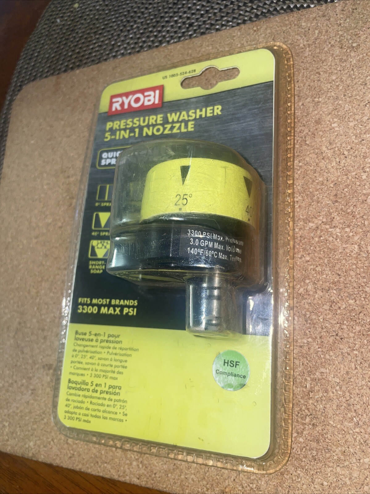 RYOBI RY31RN01 5-in-1 3,300 PSI Gas and Electric Pressure Washer Nozzle 5-spray