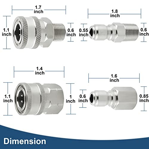 Adaptadores De Acero Inoxidable Rapida Conexion Para Lavadora 5000 Psi 4 Piezas
