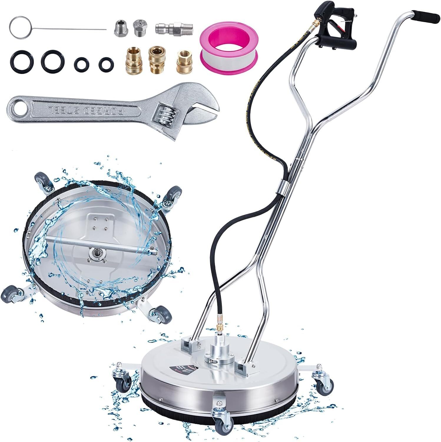 Surface Pressure Washer Stainless Steel Cleaner Attachment for Electric and Gas