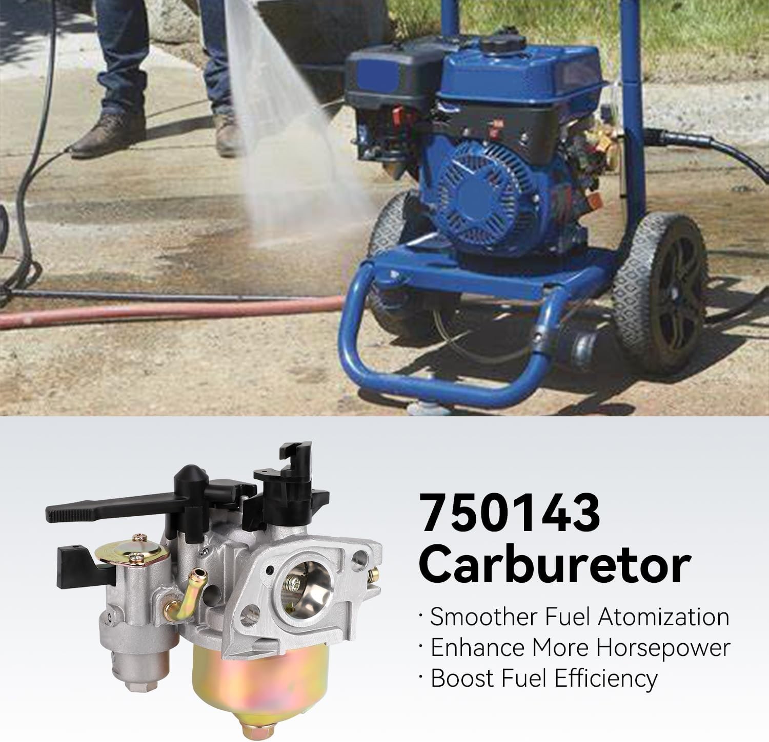 Powerhorse 750143 Carburetor with Enhanced Gasket & Extended Levers – 212cc 6HP